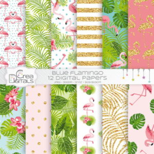 kit digital papeis flamingo tropical