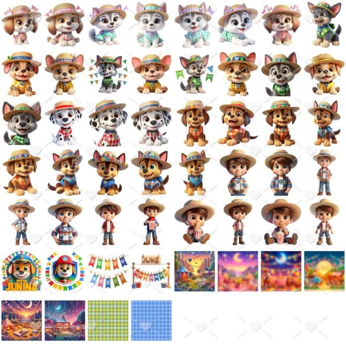 Kit Digital Patrulha Canina Festa Junina Png Ilustrações 3D