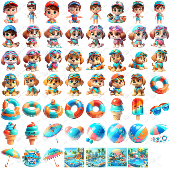 Kit Digital Patrulha Canina Pool Party Baby Cute Png Clipart