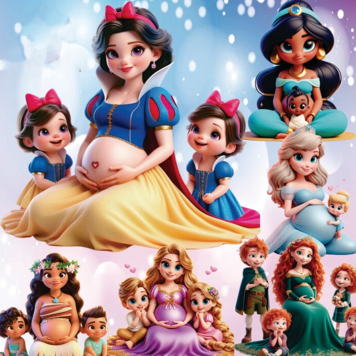 Kit digital Princesas Disney Gestantes Dia das Mães 2024