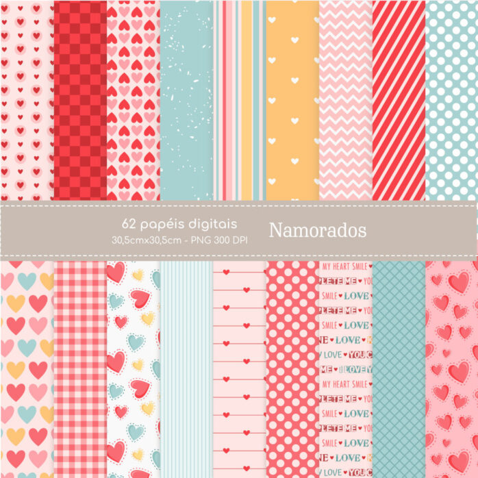 Kit Digital Printables + Imagens e Fundos Dia dos Namorados