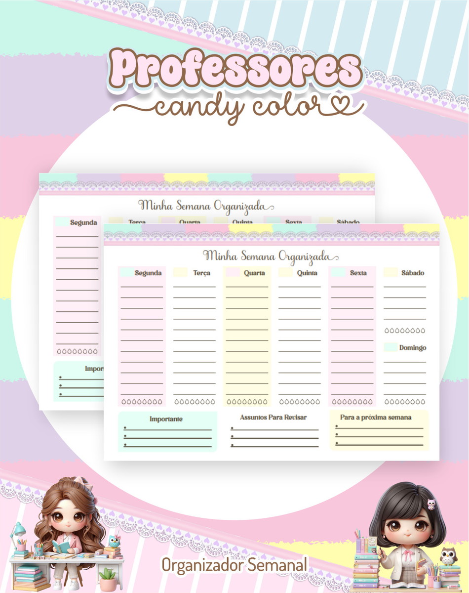 Kit Digital Professoras Candy 2025 Papelaria Personalizada 5 Kit Digital Professoras Candy 2025 Papelaria Personalizada - Imagem 5