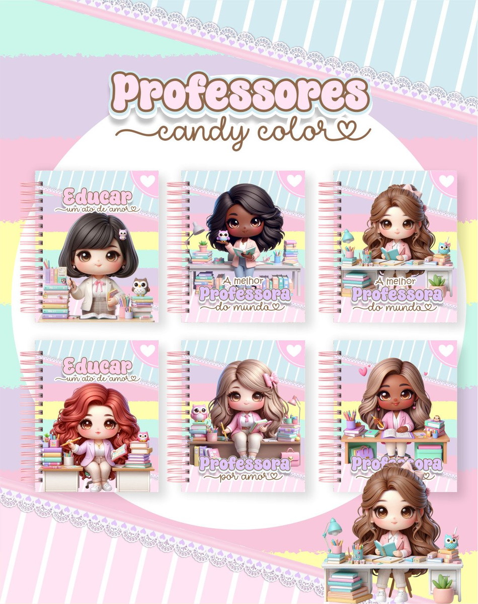 Kit Digital Professoras Candy 2025 Papelaria Personalizada 1 Kit Digital Professoras Candy 2025 Papelaria Personalizada