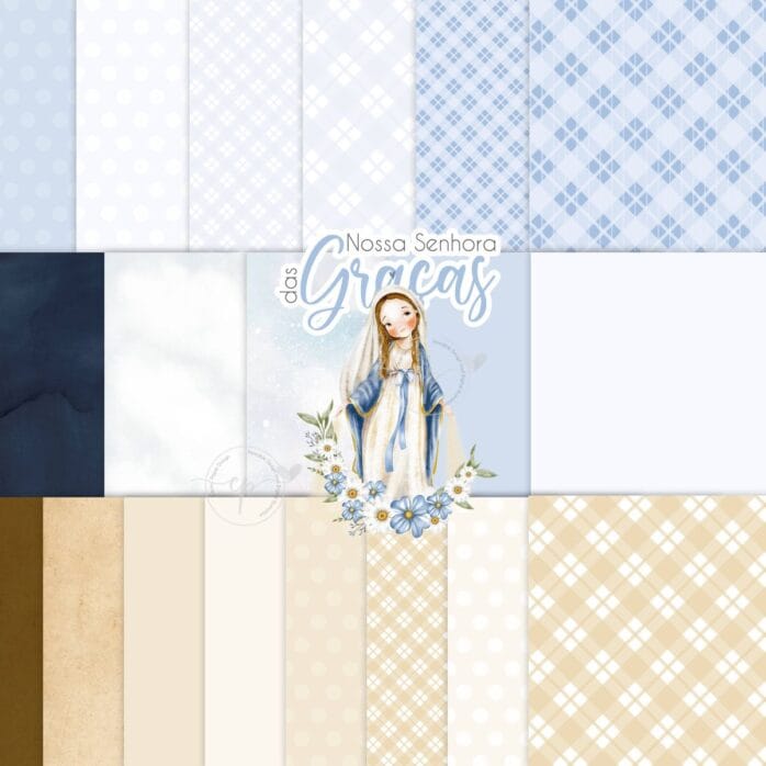 Kit Digital Santinhos Aquarelado Nossa Senhora das Graças V2