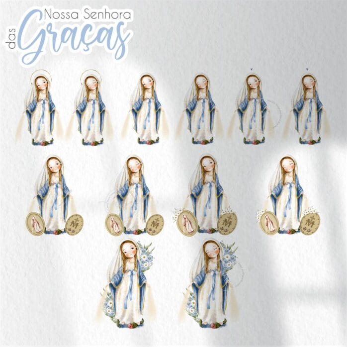 Kit Digital Santinhos Aquarelado Nossa Senhora das Graças V2