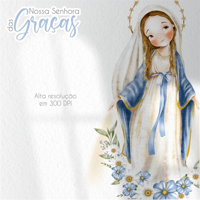 Kit Digital Santinhos Aquarelado Nossa Senhora das Graças V2