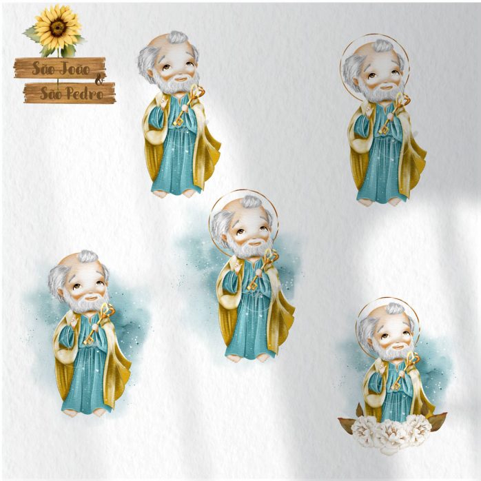 Kit Digital Santinhos Em Aquarela São Pedro e São João Png
