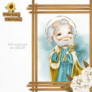 Kit Digital Santinhos Em Aquarela São Pedro e São João Png