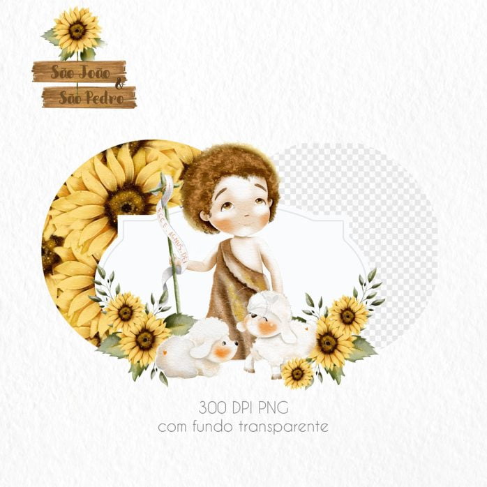 Kit Digital Santinhos Em Aquarela São Pedro e São João Png