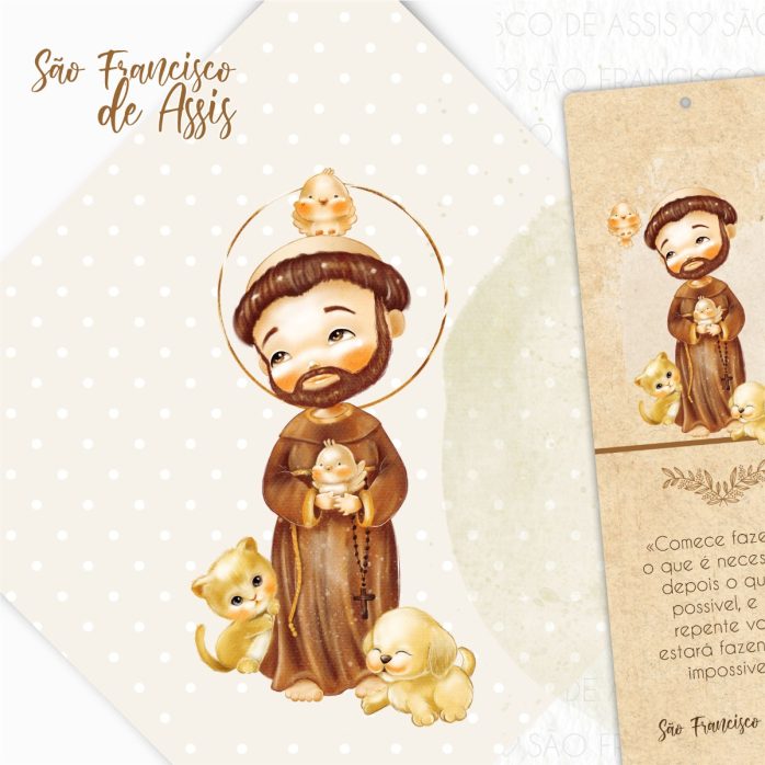 Kit Digital Santinhos São Francisco De Assis Aquarela Png