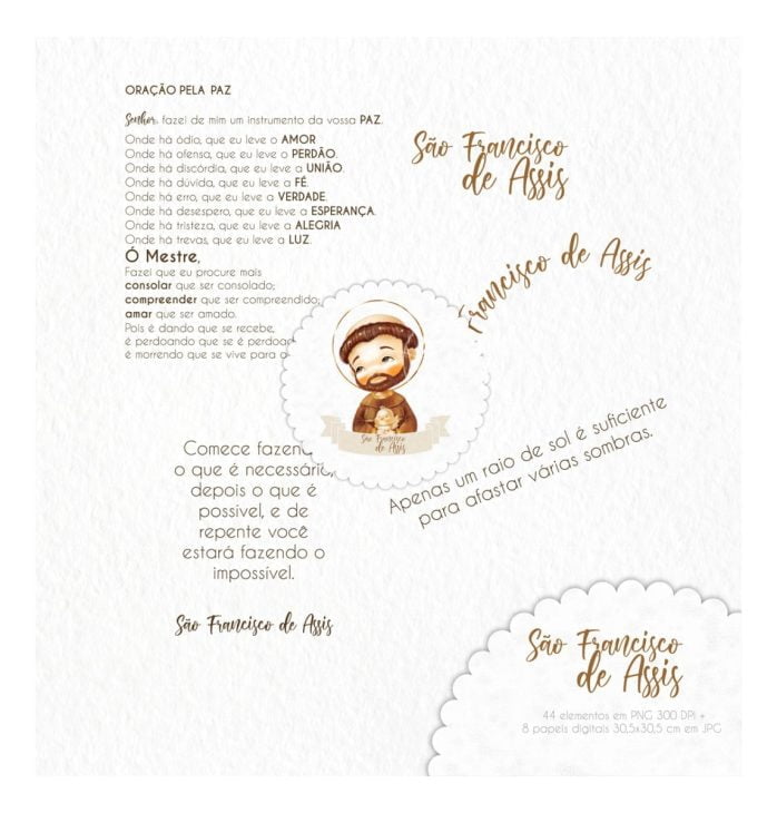 Kit Digital Santinhos São Francisco De Assis Aquarela Png