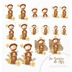 Kit Digital Santinhos São Francisco De Assis Aquarela Png
