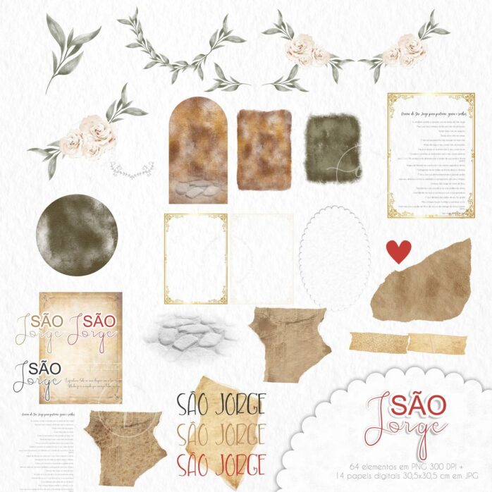 Kit Digital São Jorge Santinhos Png Ilustrações Católicas