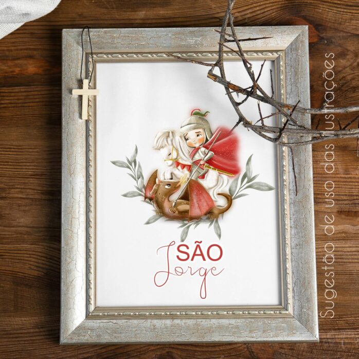 Kit Digital São Jorge Santinhos Png Ilustrações Católicas