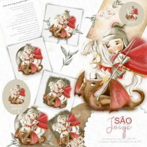 Kit Digital São Jorge Santinhos Png Ilustrações Católicas