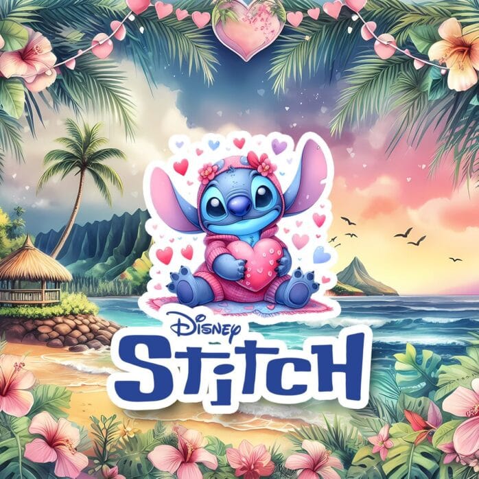 Kit Digital Stitch Valentine Dia dos Namorados Cliparts Png