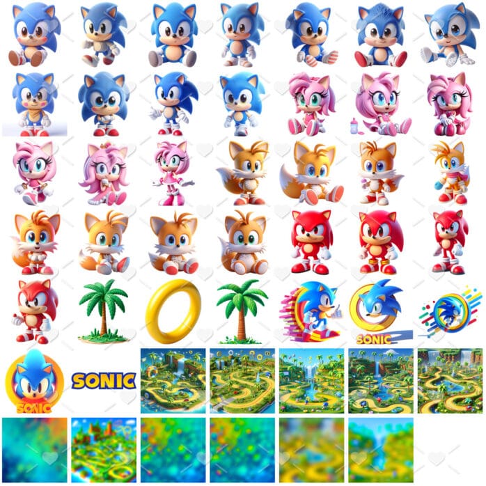 Kit Digital Super Sonic 3D Cute Ilustrações Png Bebe Baby