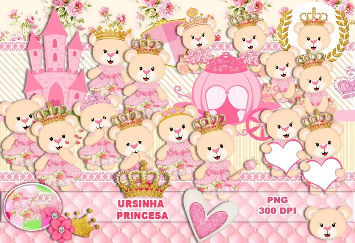 Kit Digital Ursinha Princesa Rosa Ilustrações Png Scrapbook 1 Kit Digital Ursinha Princesa Rosa Ilustrações Png Scrapbook