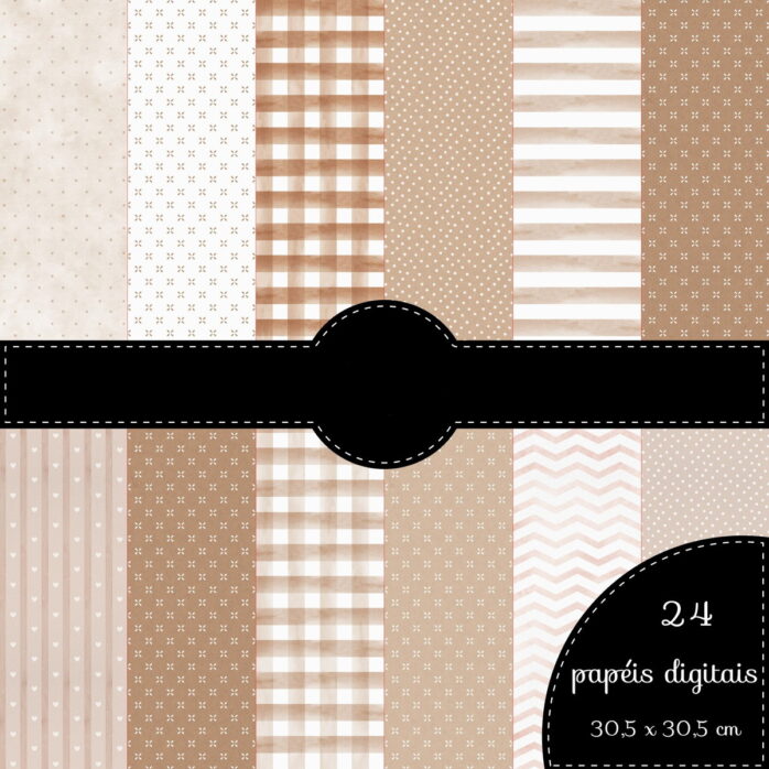 Kit Digital Ursinho Bege Com Dourado Png