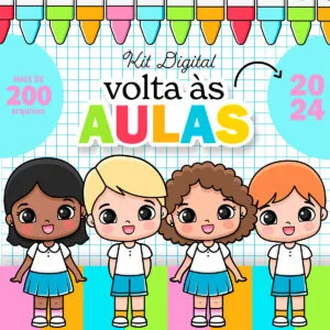 Kit Digital Volta às Aulas 2024 Aluninhos Fofos + Elementos