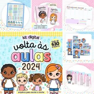Kit Digital Volta às Aulas Agendas Cadernos Tabuada Ilustrações