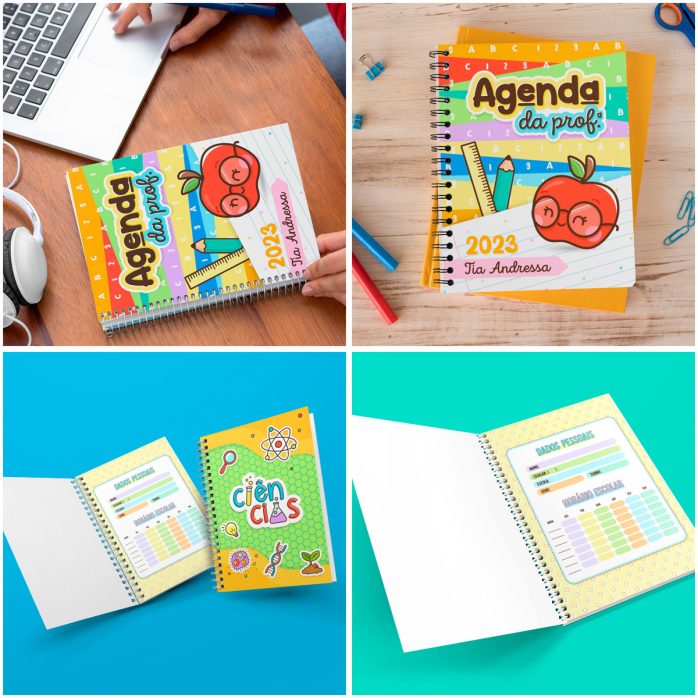 Kit Digital Volta Às Aulas Cadernos Figuras Tabuáda Cards
