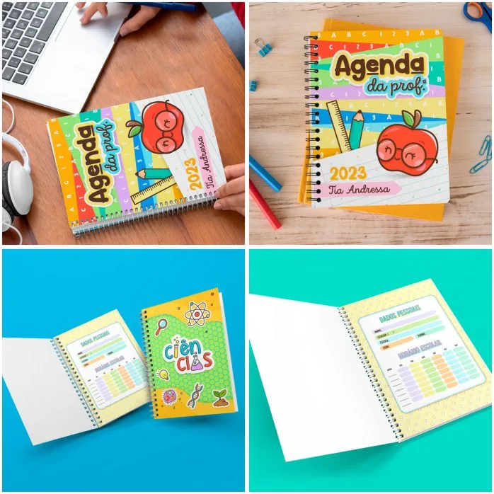 Kit Digital Volta Às Aulas Cadernos Figuras Tabuáda Cards