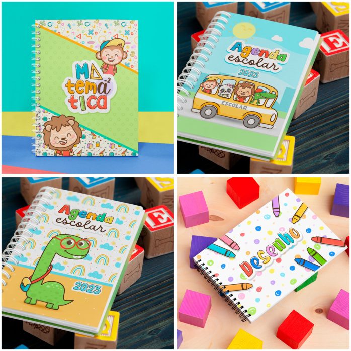 Kit Digital Volta Às Aulas Cadernos Figuras Tabuáda Cards