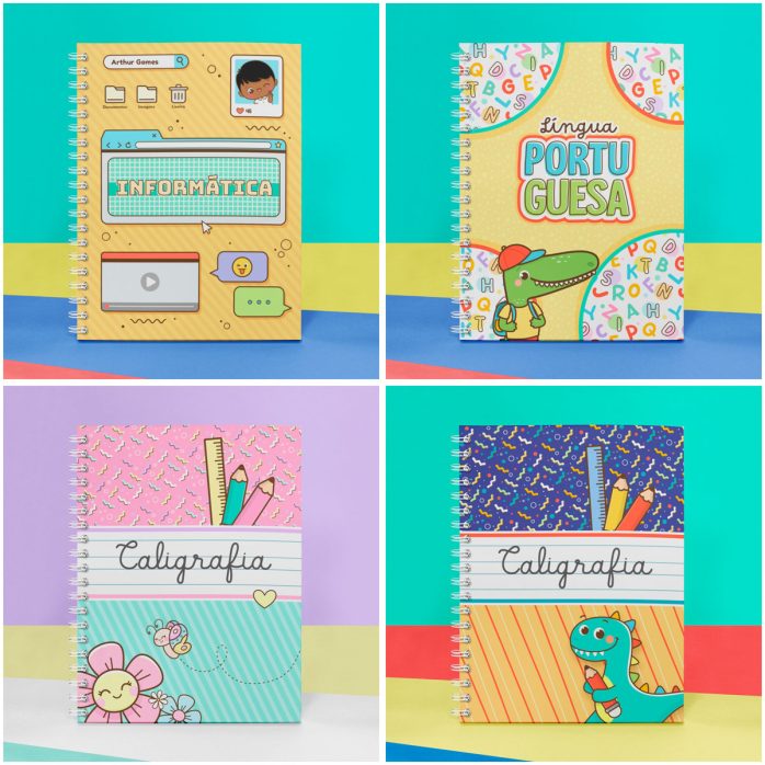 Kit Digital Volta Às Aulas Cadernos Figuras Tabuáda Cards