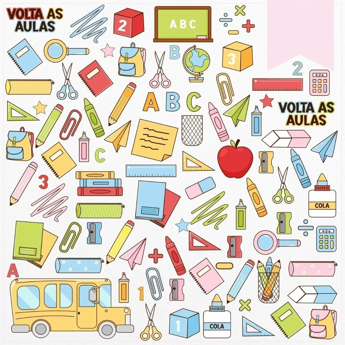 Kit Digital Volta As Aulas Elementos Escolares Em Png