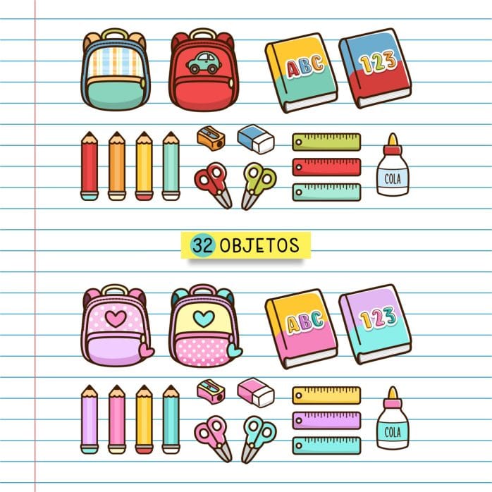 Kit Digital Volta Às Aulas Figuras Etiquetas Bonequinhos