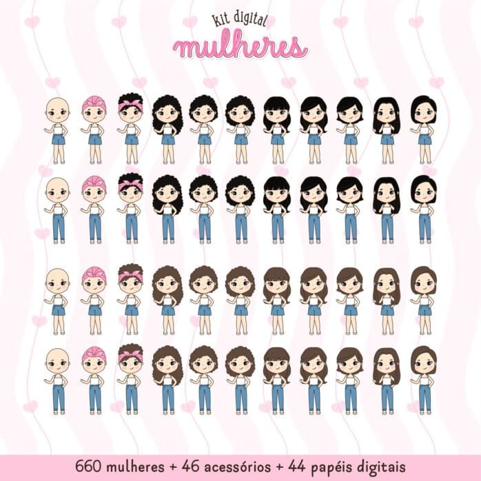 Kit Diversidade Feminina: 660 Mulheres + Acessórios