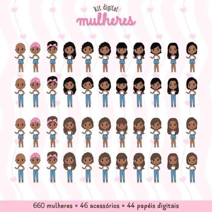 Kit Diversidade Feminina: 660 Mulheres + Acessórios