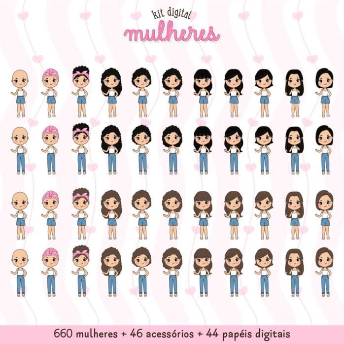 Kit Diversidade Feminina: 660 Mulheres + Acessórios