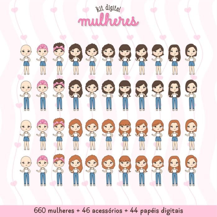 Kit Diversidade Feminina: 660 Mulheres + Acessórios