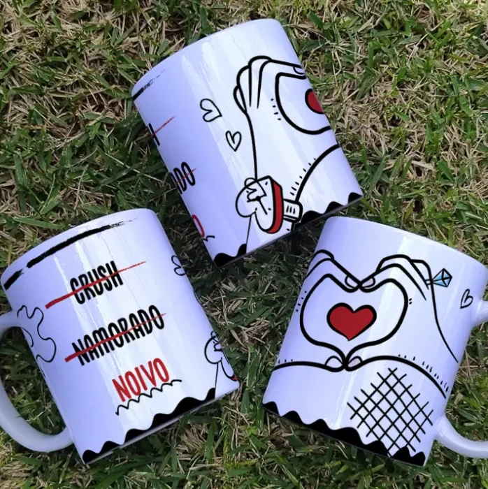 Kit DIY de Caneca para Noivos - Baixe e Personalize