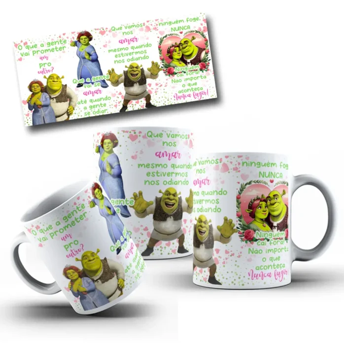 Kit Edição Caneca Romântica Shrek e Fiona