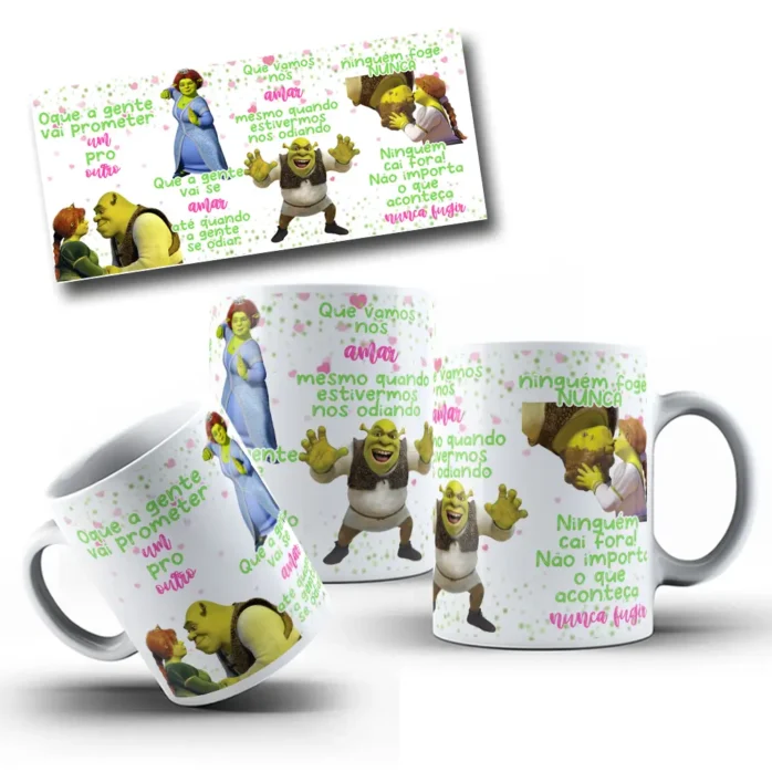 Kit Edição Caneca Romântica Shrek e Fiona