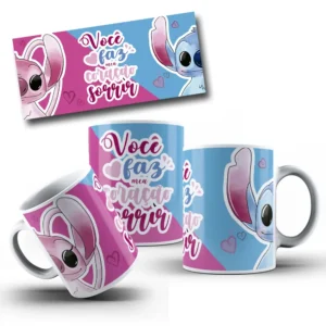 Kit Editável de Canecas Românticas Stitch & Angel