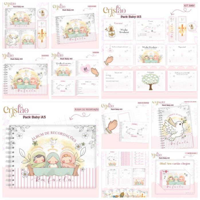 Kit Encadernação Baby Cristão Menina