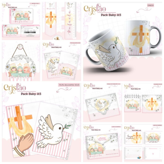 Kit Encadernação Baby Cristão Menina