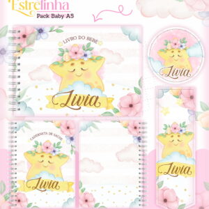 Kit Encadernação Baby Estrelinha Menina Arquivo Digital 16 kit encadernacao baby estrelinha menina arquivo digital 6