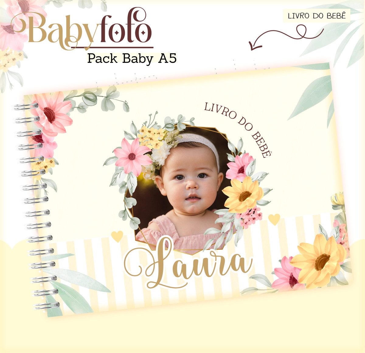Kit Encadernação Baby Menina Digital para Scrapbooking 2 Kit Encadernação Baby Menina Digital para Scrapbooking - Imagem 2