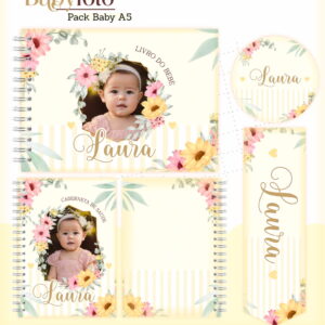 Kit Encadernação Baby Menina Digital para Scrapbooking 12 kit encadernacao baby foto menina arquivo digital 6