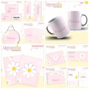 Kit Encadernação Baby Margaridas 10 Kit Encadernação Baby Margaridas