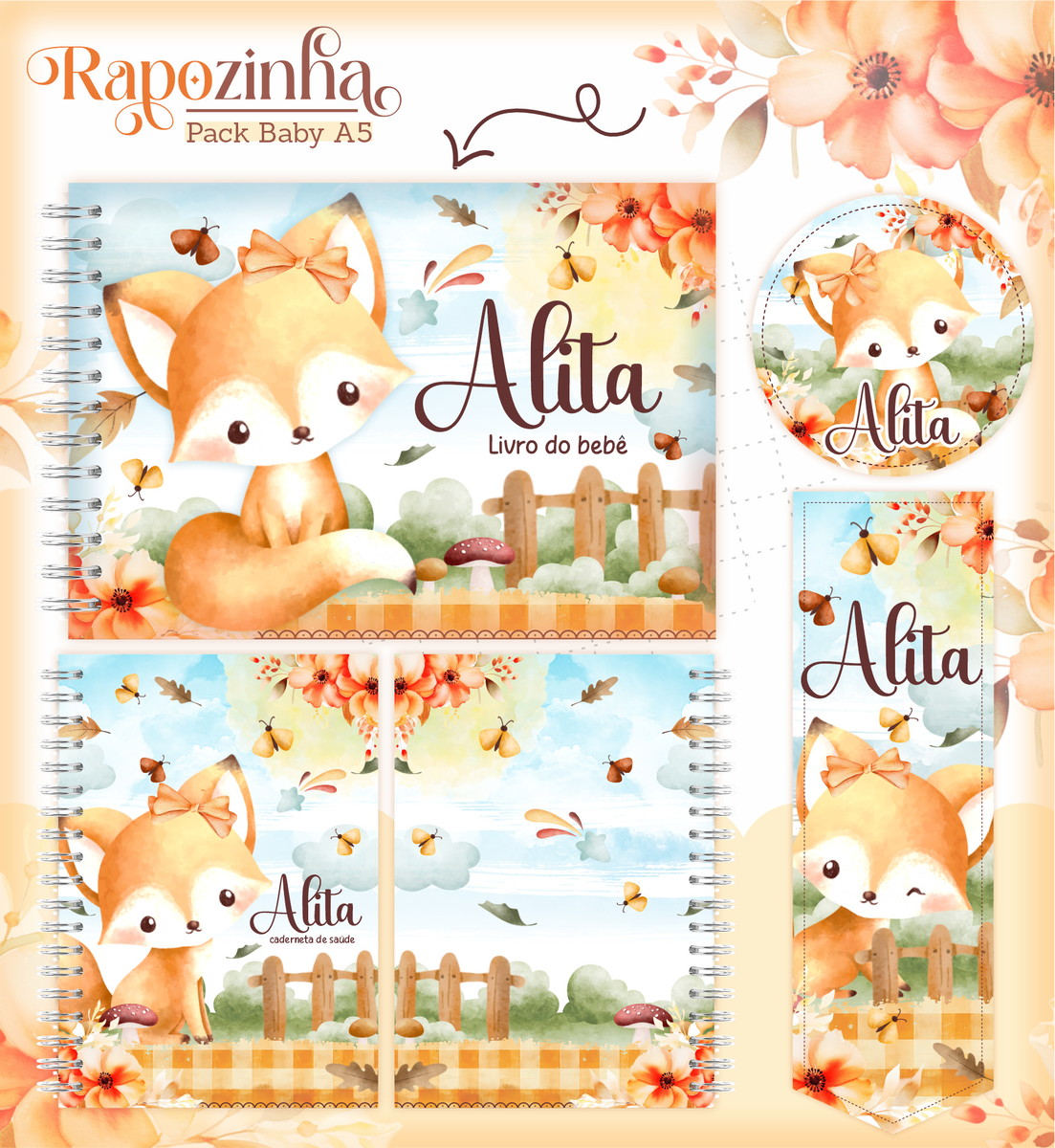 Kit Digital de Encadernação Baby Raposinha 1 Kit Digital de Encadernação Baby Raposinha