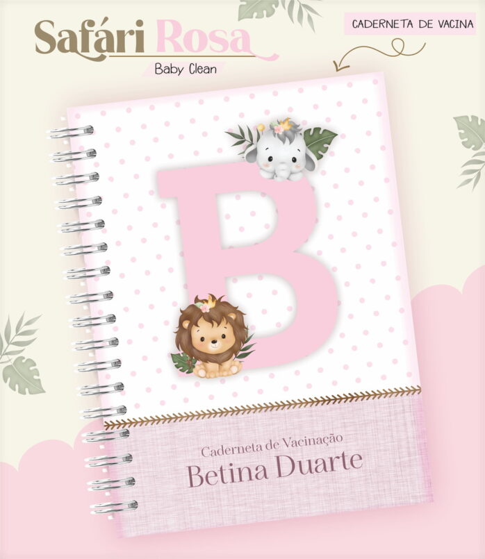 Kit Encadernação Baby Safari Rosa Inicial