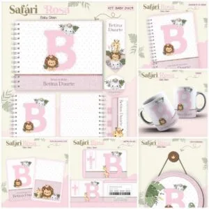 Kit Encadernação Baby Safari Rosa Inicial