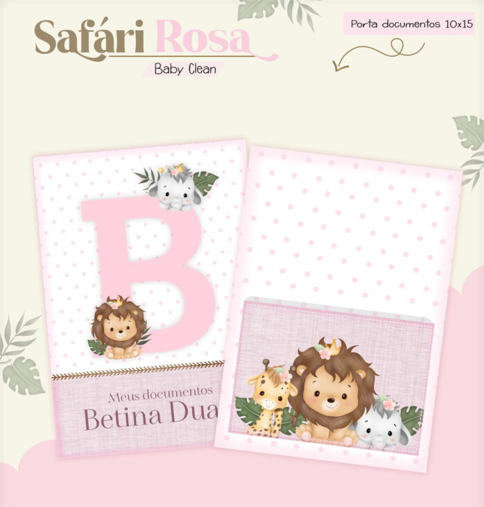 Kit Encadernação Baby Safari Rosa Inicial