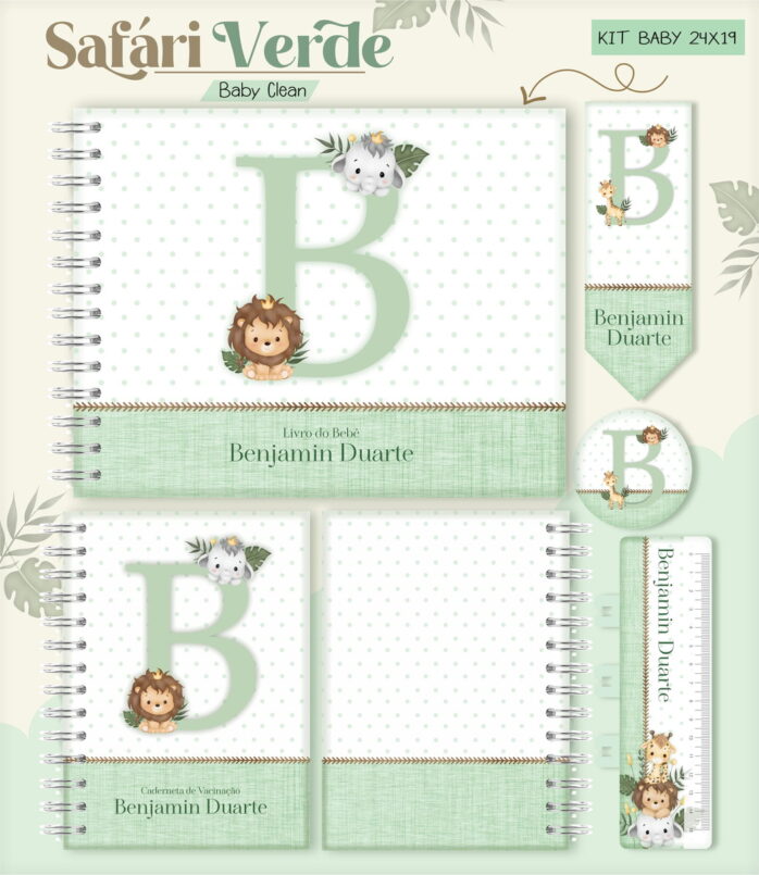 Kit Encadernação Baby Safari Verde Inicial